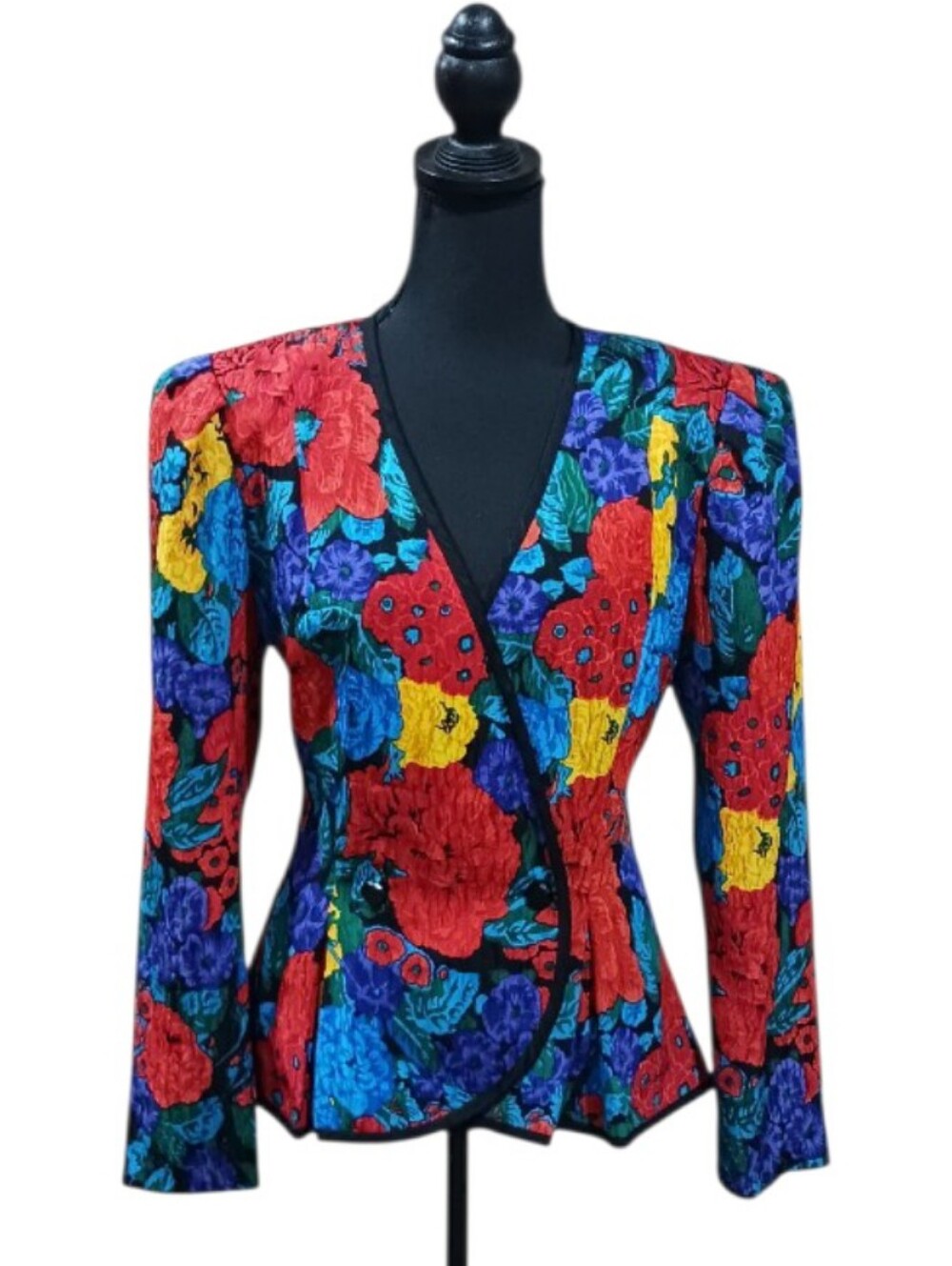 Richard Warren VTG 80s Silk Floral Bold Blazer Jacket
